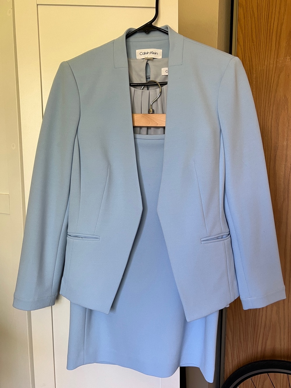 Calvin Klein Light Blue Blazer Skirt Suit Set